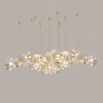 Gingko Drape Chandelier — Porcelain Ginkgo Leaves on Brass Branches