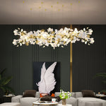 Gingko Drape Chandelier — Porcelain Ginkgo Leaves on Brass Branches
