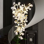 Gingko Drape Chandelier — Porcelain Ginkgo Leaves on Brass Branches