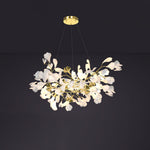 Gingko Drape Chandelier — Porcelain Ginkgo Leaves on Brass Branches