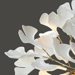 Gingko Drape Chandelier — Porcelain Ginkgo Leaves on Brass Branches