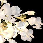 Gingko Drape Chandelier — Porcelain Ginkgo Leaves on Brass Branches