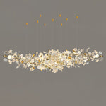 Gingko Drape Chandelier — Porcelain Ginkgo Leaves on Brass Branches