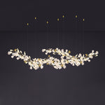 Gingko Drape Chandelier — Porcelain Ginkgo Leaves on Brass Branches