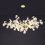 Gingko Drape Chandelier — Porcelain Ginkgo Leaves on Brass Branches