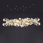 Gingko Drape Chandelier — Porcelain Ginkgo Leaves on Brass Branches