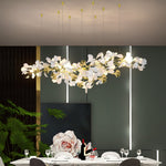 Gingko Drape Chandelier — Porcelain Ginkgo Leaves on Brass Branches