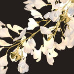 Gingko Drape Chandelier — Porcelain Ginkgo Leaves on Brass Branches