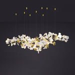 Gingko Drape Chandelier — Porcelain Ginkgo Leaves on Brass Branches