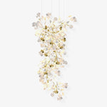 Gingko Drape Chandelier — Porcelain Ginkgo Leaves on Brass Branches