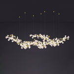 Gingko Drape Chandelier — Porcelain Ginkgo Leaves on Brass Branches