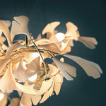 Gingko Leaves Linear Chandelier – Hand-Cast Porcelain Sculptural Pendant Light