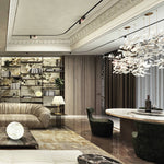 Gingko Leaves Linear Chandelier – Hand-Cast Porcelain Sculptural Pendant Light