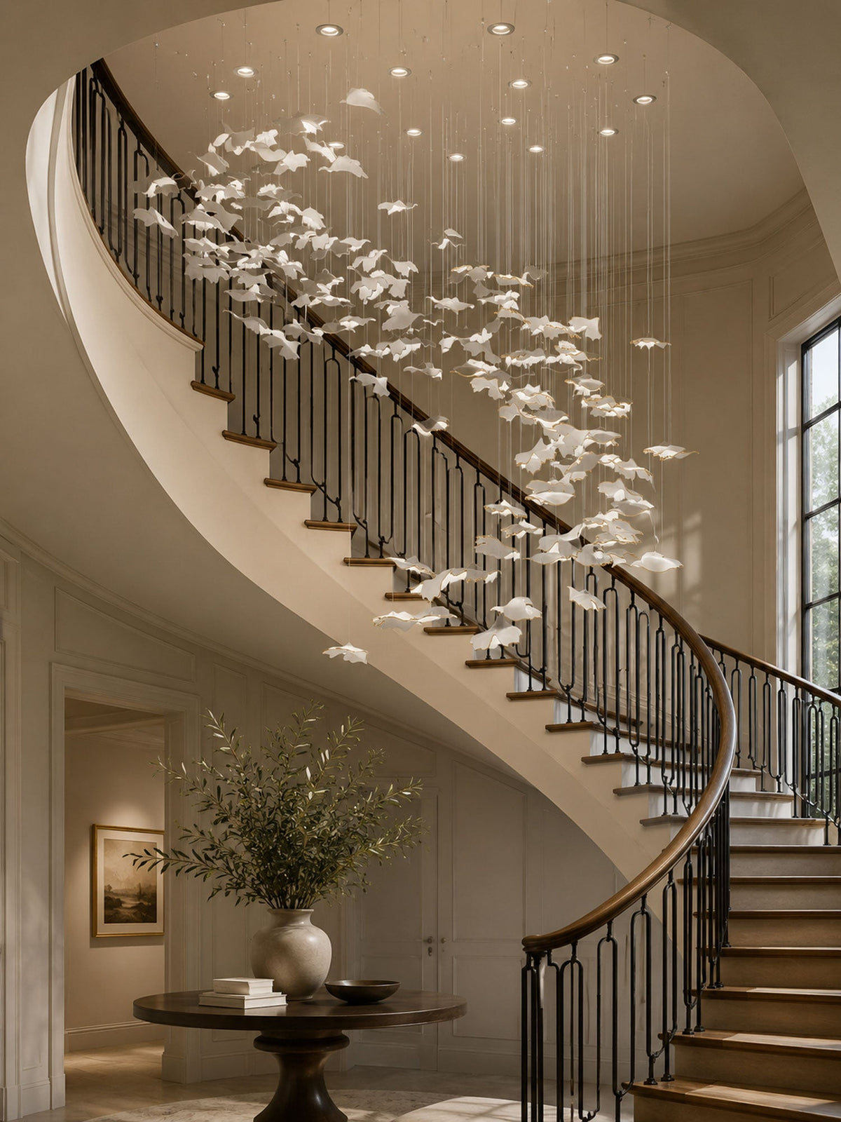 Ginkgo Leaf LED Chandelier – Modern Custom Pendant Light for Grand Interiors