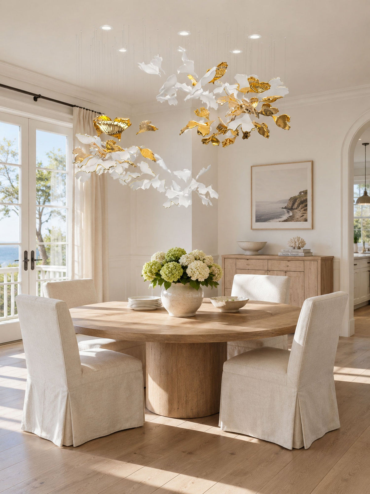 Ginkgo Leaf LED Chandelier – Modern Custom Pendant Light for Grand Interiors