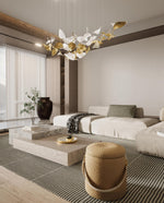 Linden Leaves Crystal LED Chandelier | Modern Linear Pendant Light for Dining Room and Foyer