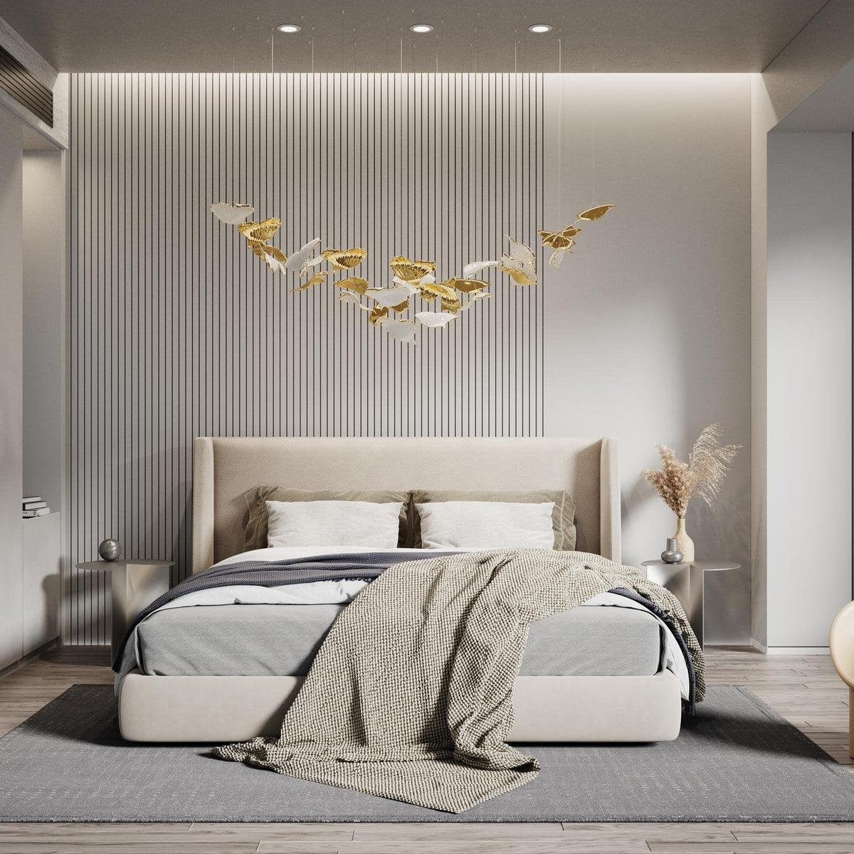 Ginkgo Leaf LED Chandelier – Modern Custom Pendant Light for Grand Interiors
