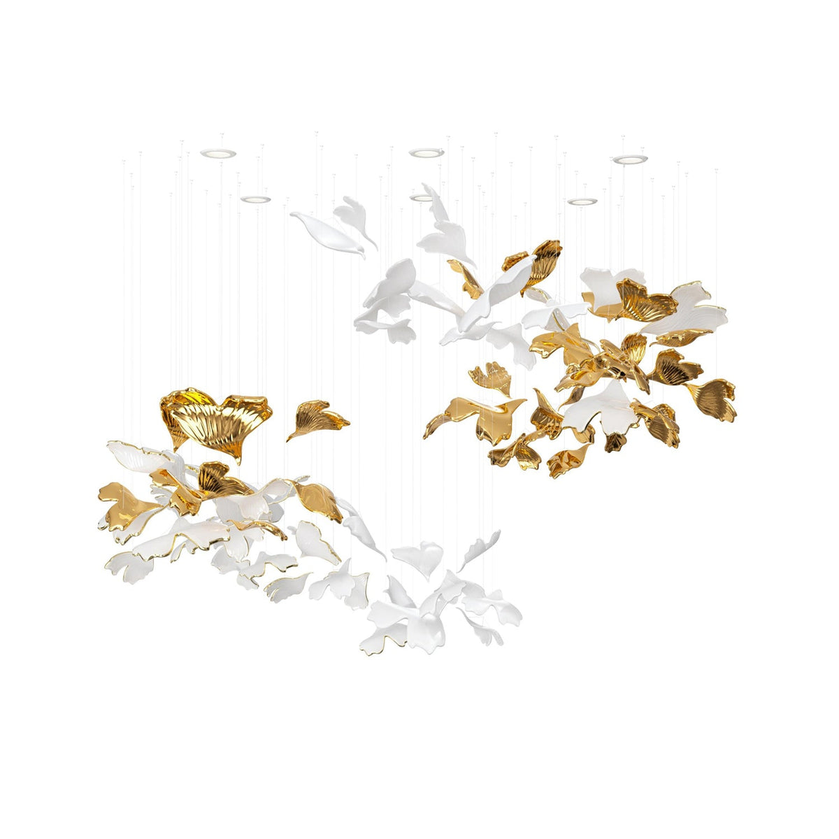 Ginkgo Leaf LED Chandelier – Modern Custom Pendant Light for Grand Interiors