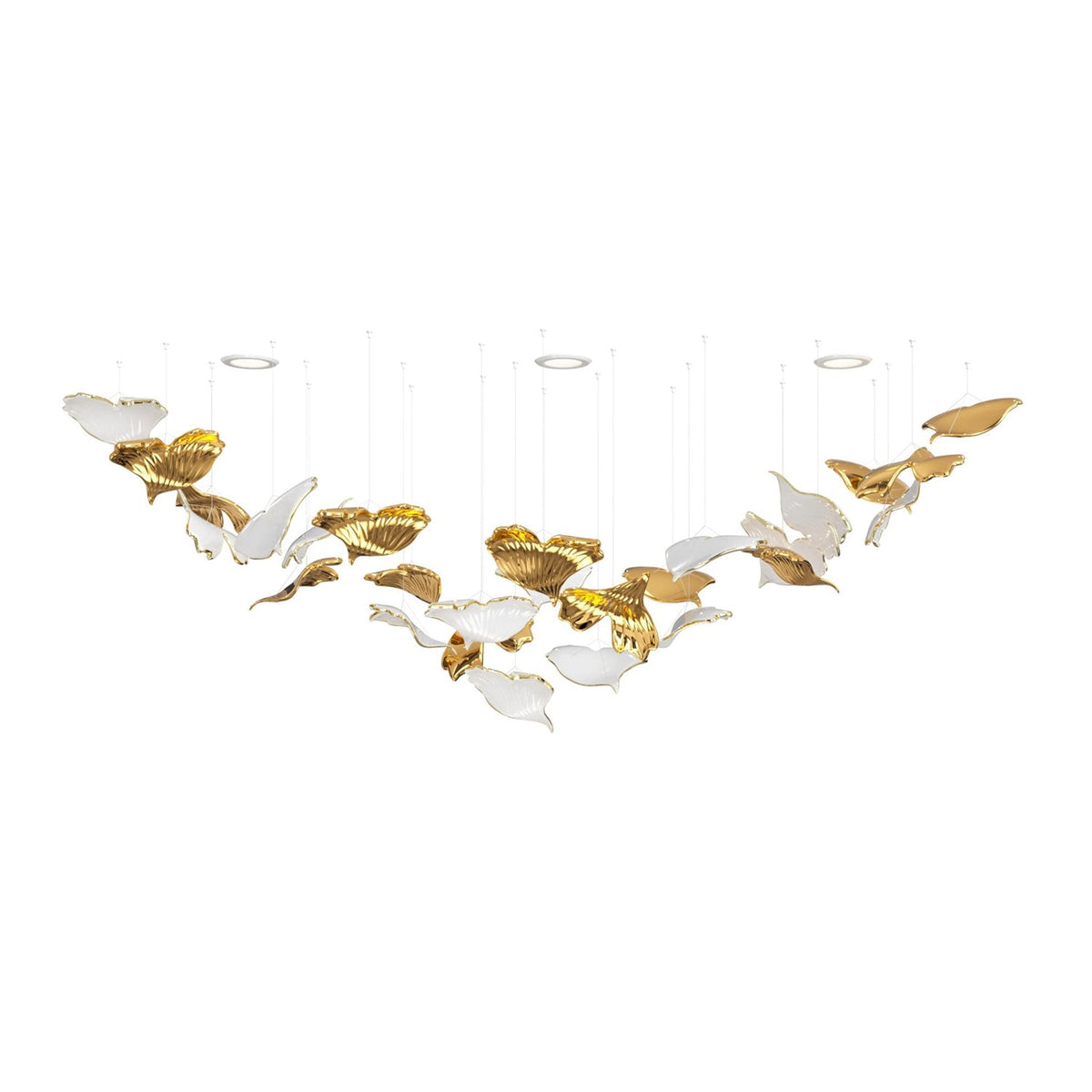 Ginkgo Leaf LED Chandelier – Modern Custom Pendant Light for Grand Interiors