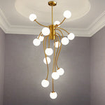 Caroline Modern Glass Chandelier with Gold or Black Metal Frame