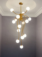 Caroline Modern Glass Chandelier with Gold or Black Metal Frame