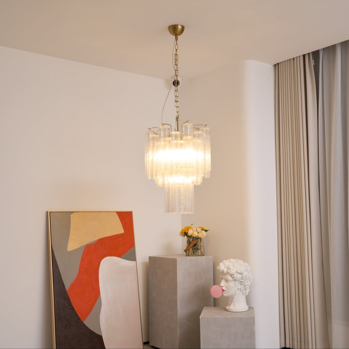 Giselle Murano Glass Chandelier – Hand-Blown Italian Glass Pendant Light for Dining Room and Living Room