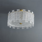 Glacier Cascade Brass and Glass Semi Flush Ceiling Light for Modern Interiors