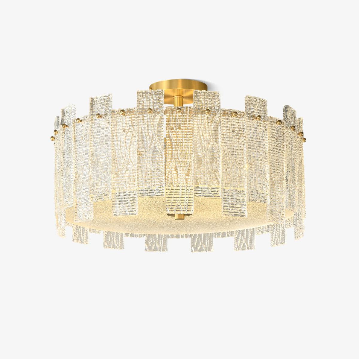 Glacier Cascade Brass and Glass Semi Flush Ceiling Light for Modern Interiors