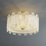 Glacier Cascade Brass and Glass Semi Flush Ceiling Light for Modern Interiors