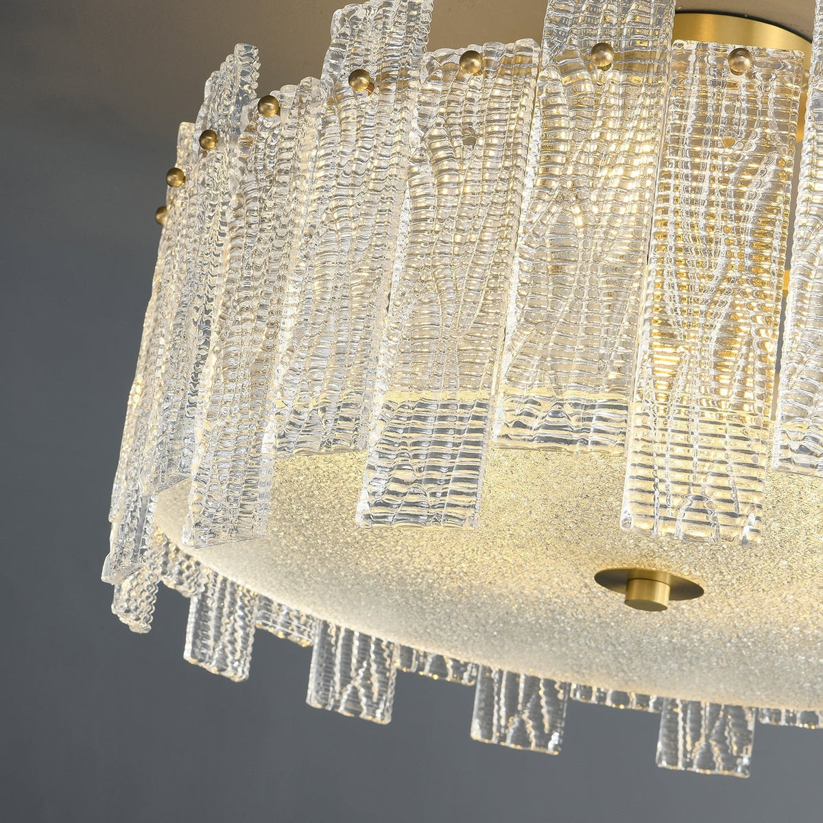 Glacier Cascade Brass and Glass Semi Flush Ceiling Light for Modern Interiors