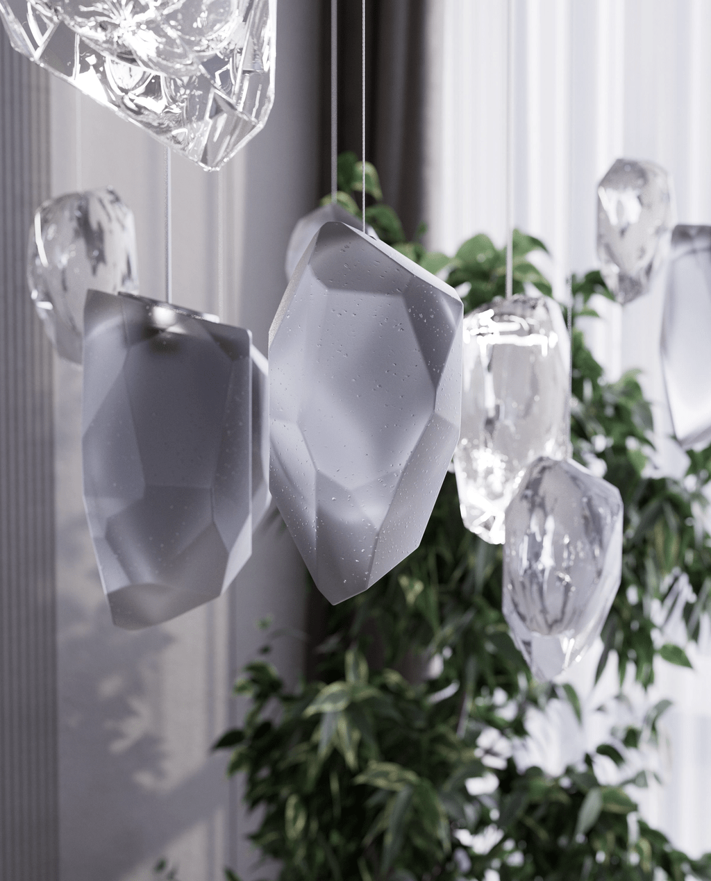 Glacier Crystal Glass LED Chandelier for Modern Interiors