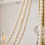 Glamour Pearl Crystal Chandelier for Dining Room and Living Room, Gold Brass LED Ceiling Light