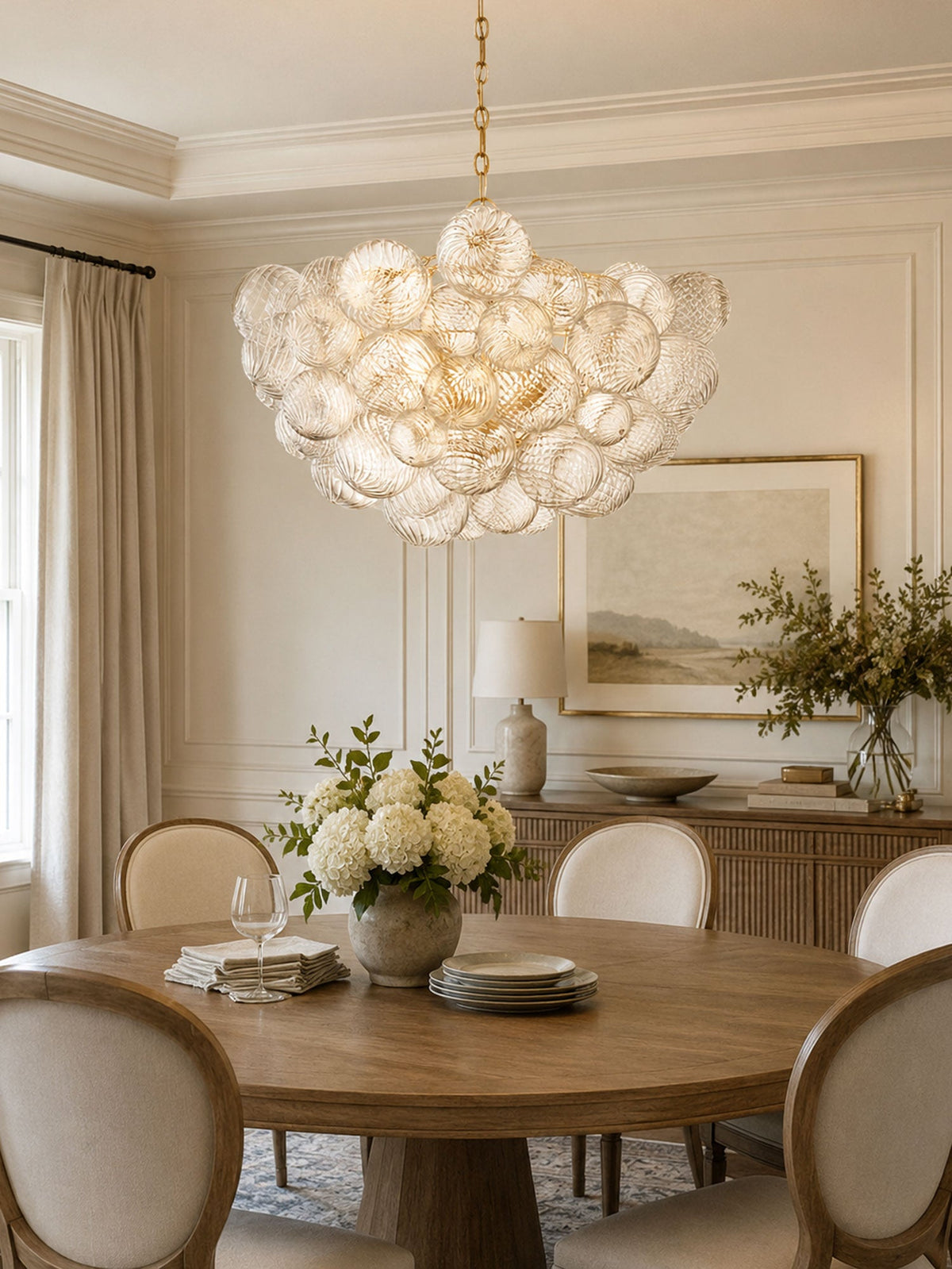 Lumière Cascade Glass Ball Chandelier – Modern Sculptural Pendant Light
