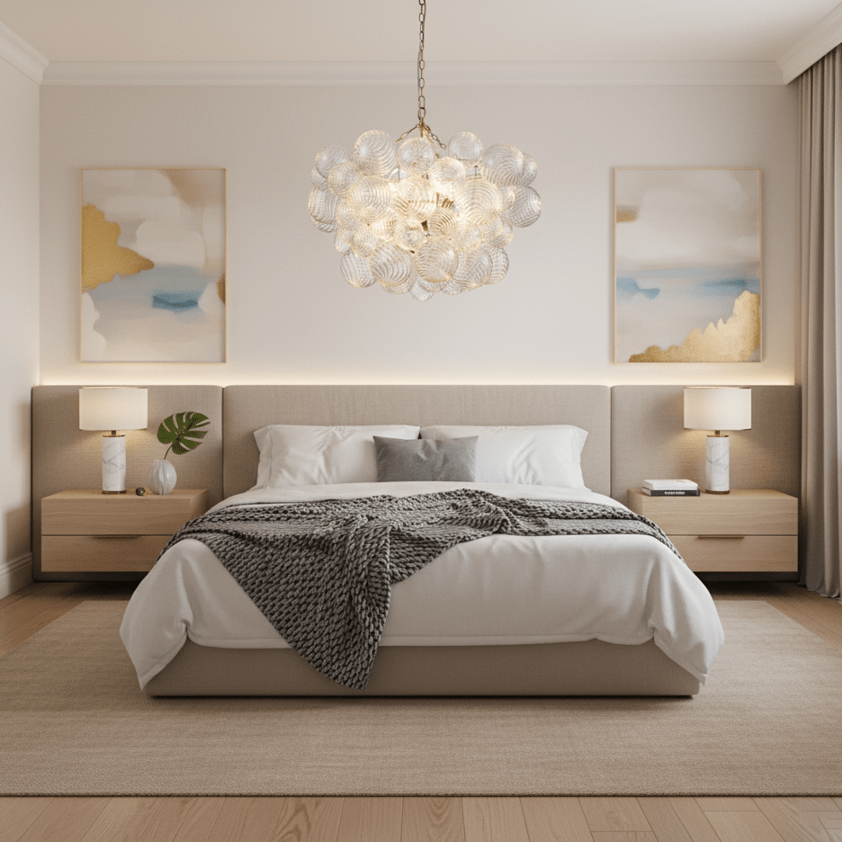 Lumière Cascade Glass Ball Chandelier – Modern Sculptural Pendant Light