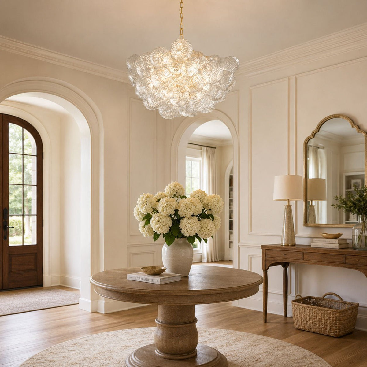 Lumière Cascade Glass Ball Chandelier – Modern Sculptural Pendant Light