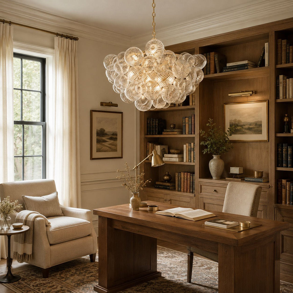 Lumière Cascade Glass Ball Chandelier – Modern Sculptural Pendant Light