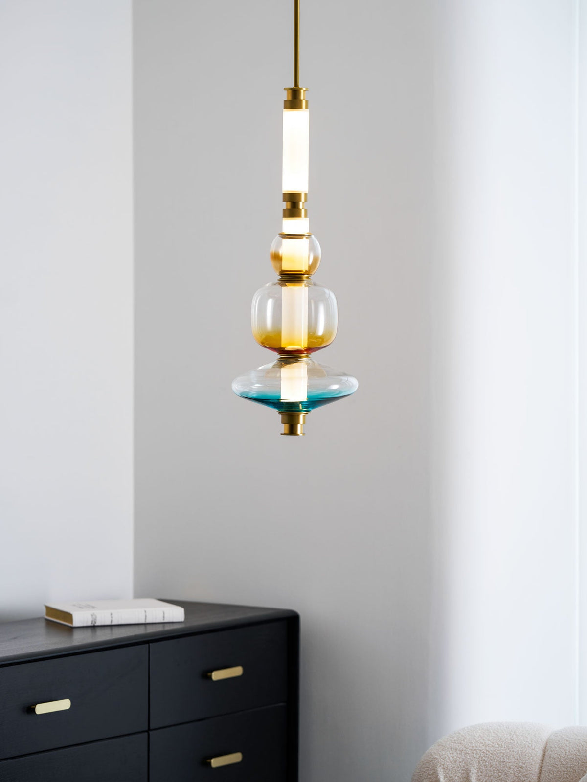 Artisan Glass Bead Linear Pendant Light for Modern Interiors