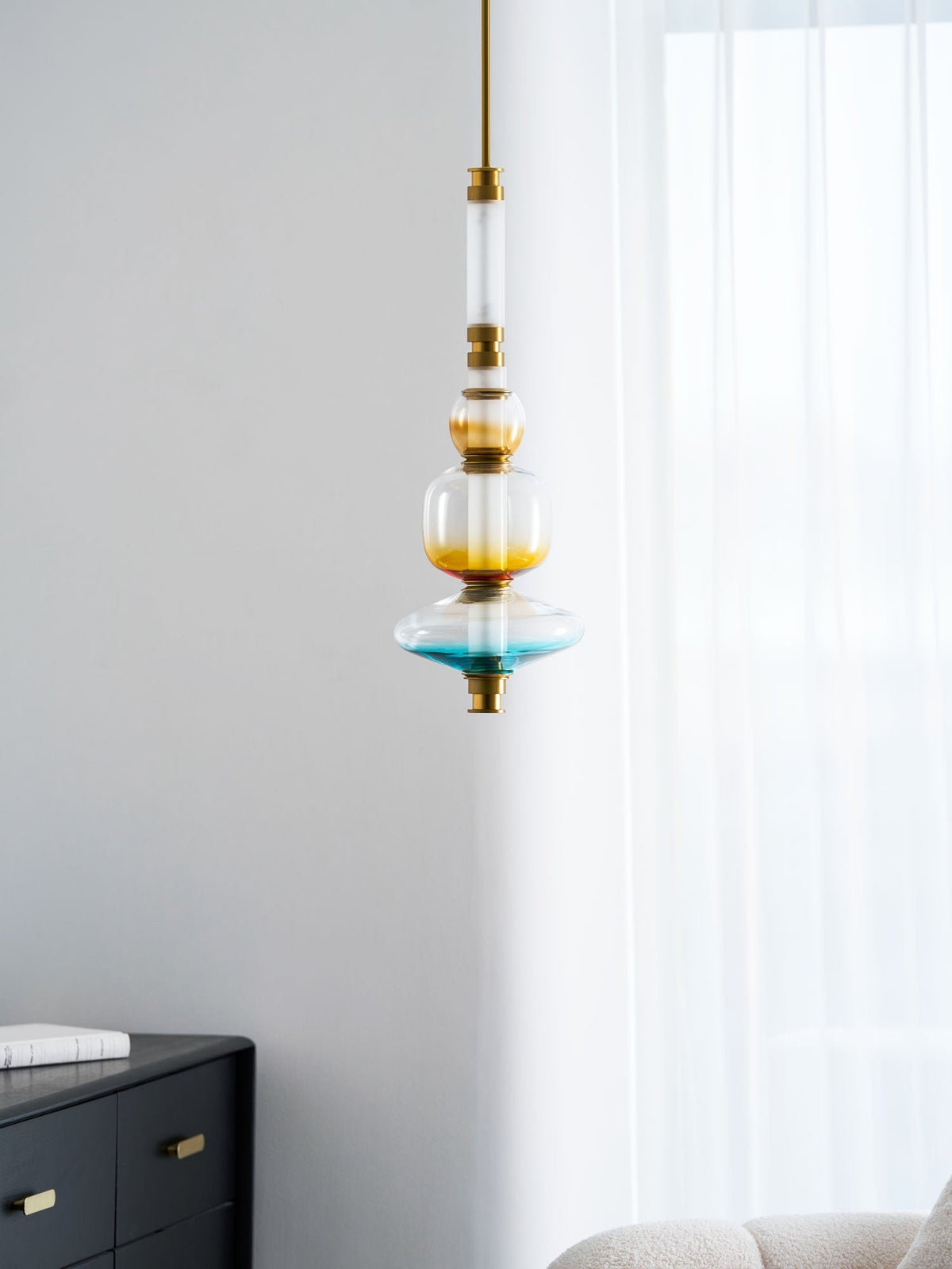 Artisan Glass Bead Linear Pendant Light for Modern Interiors