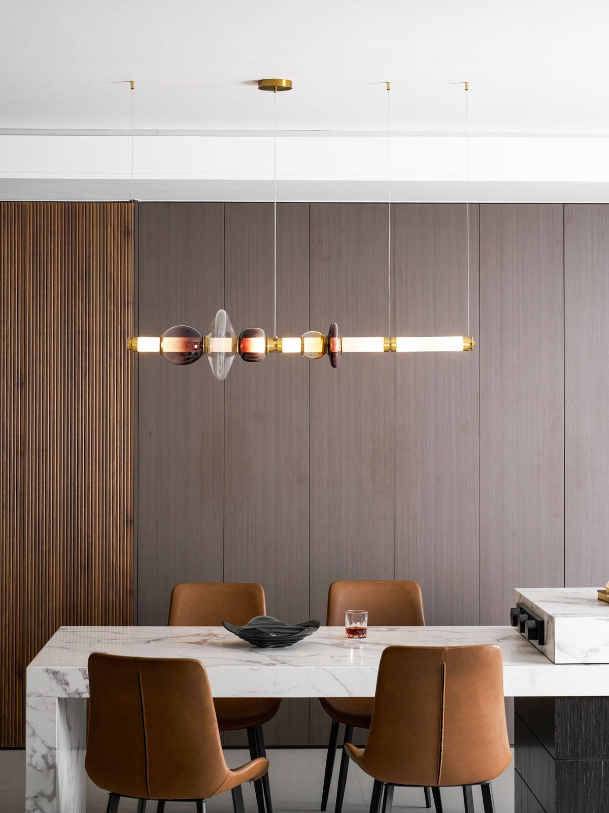 Artisan Glass Bead Linear Pendant Light for Modern Interiors