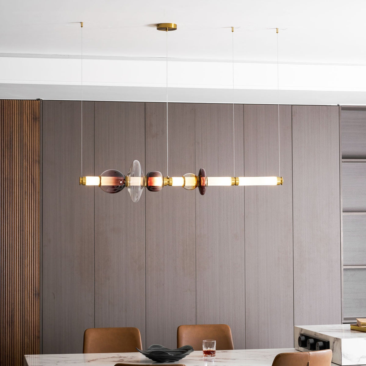 Artisan Glass Bead Linear Pendant Light for Modern Interiors