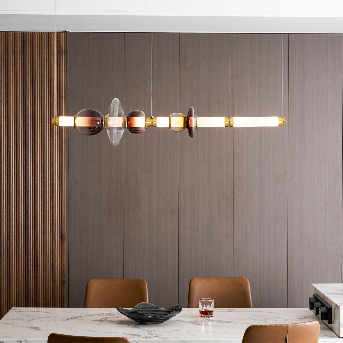 Artisan Glass Bead Linear Pendant Light for Modern Interiors