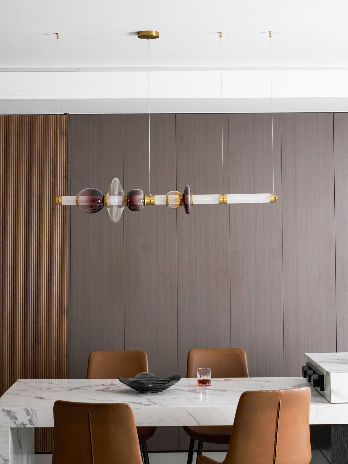 Artisan Glass Bead Linear Pendant Light for Modern Interiors