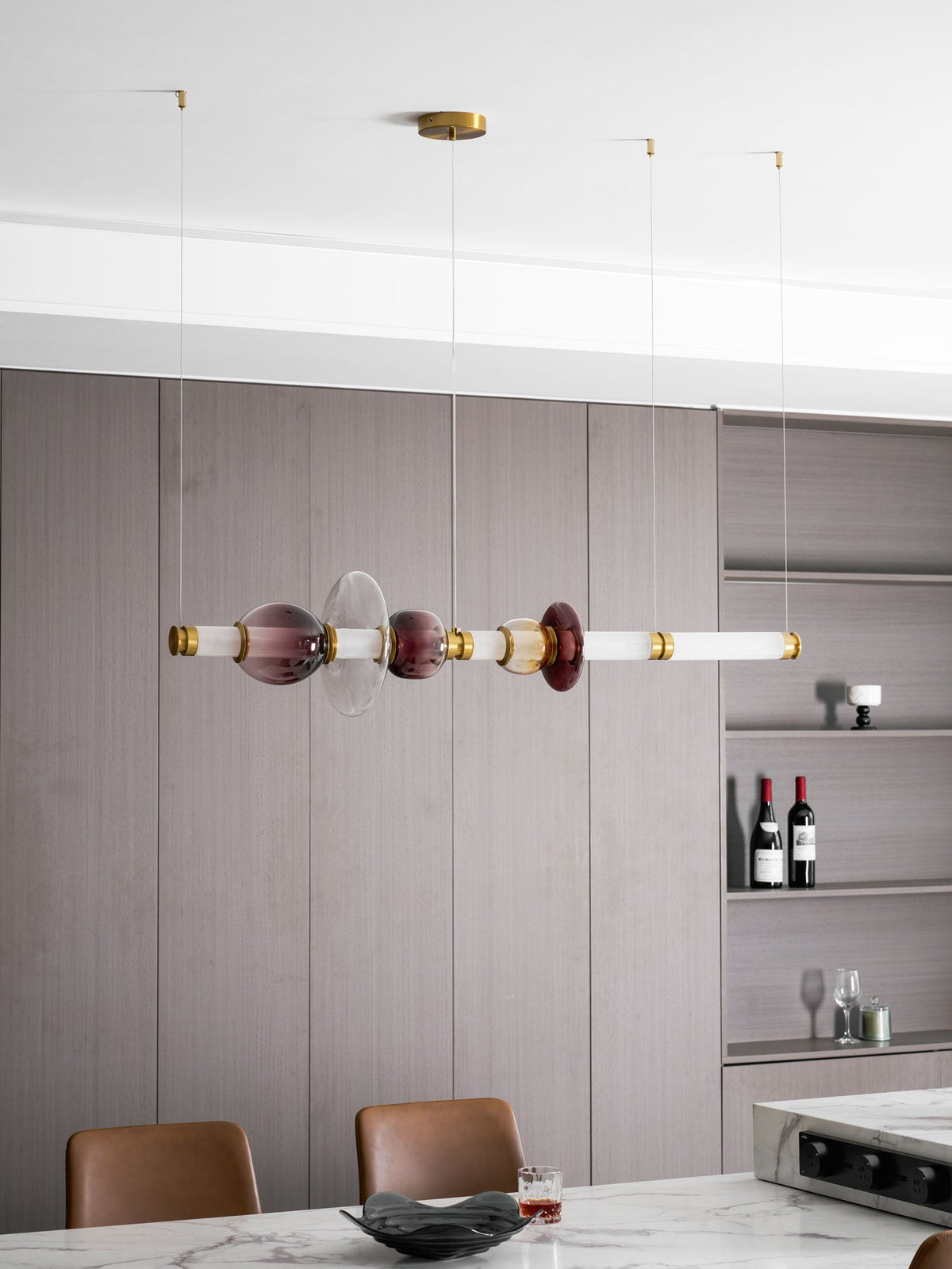 Artisan Glass Bead Linear Pendant Light for Modern Interiors
