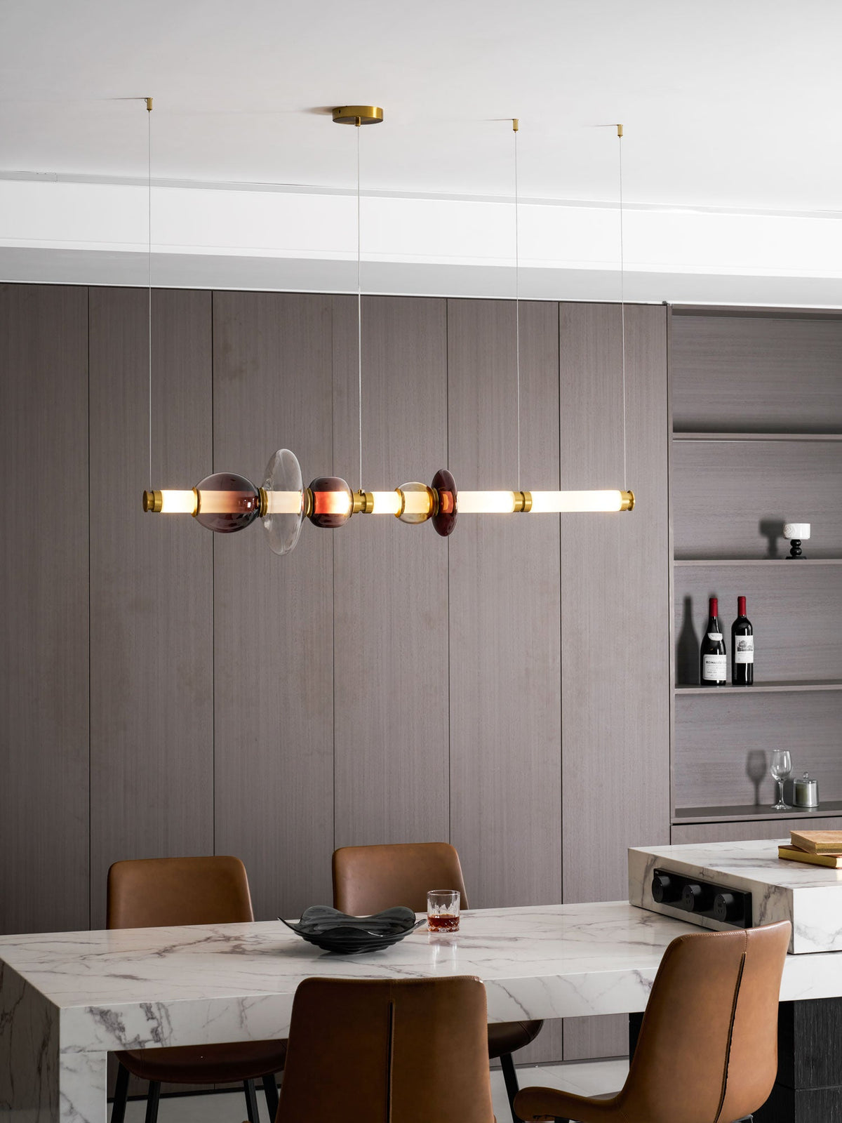 Artisan Glass Bead Linear Pendant Light for Modern Interiors