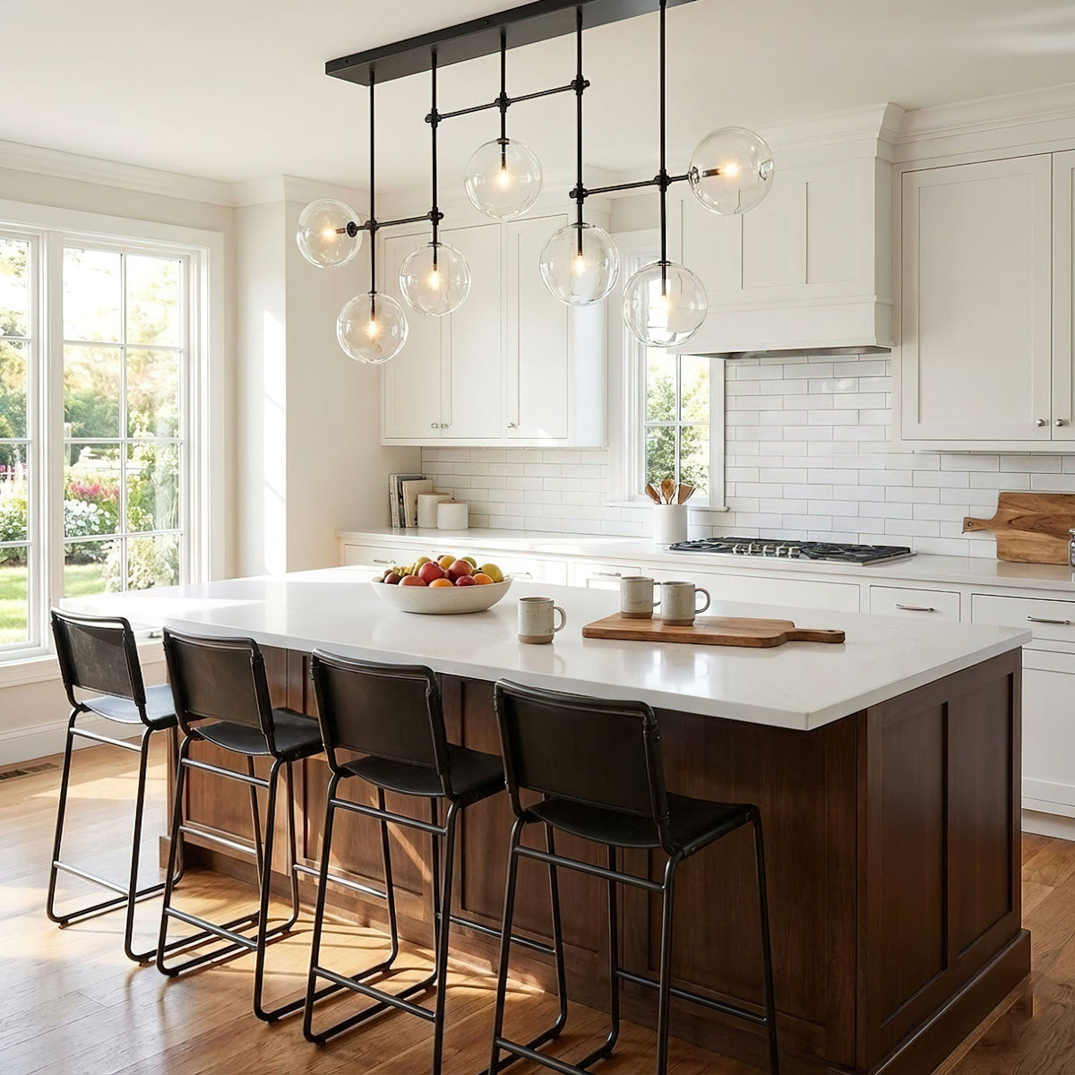 Artisan Glass Globe Mobile Chandelier in Gold, Black, or Chrome