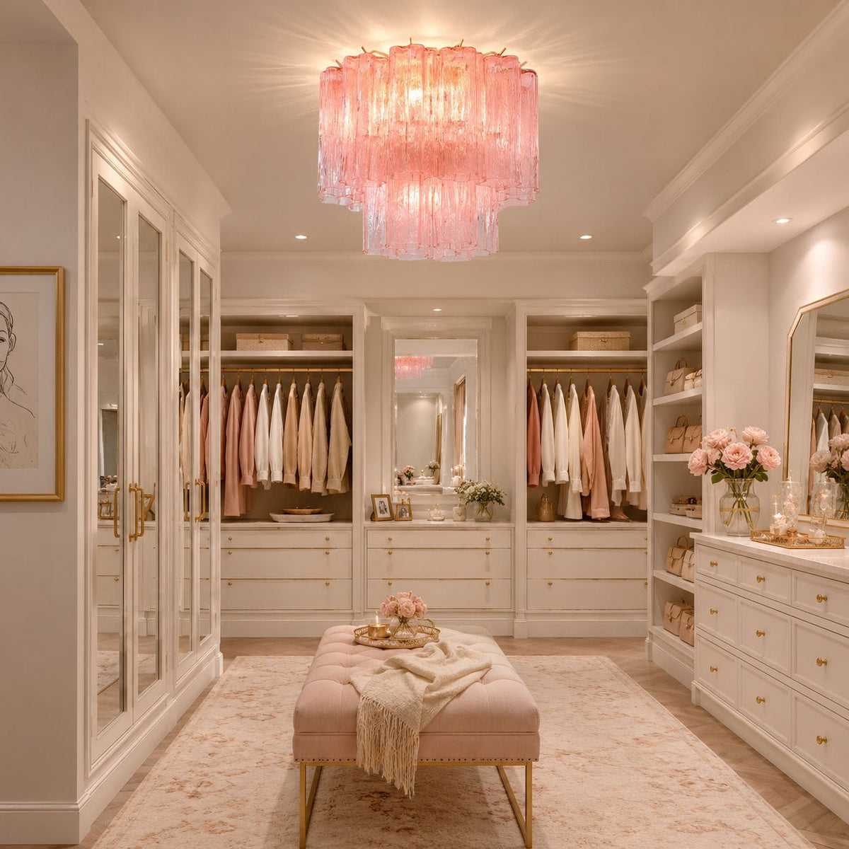Art Glass Star Ceiling Light in Champagne Gold | Murano-Style Flush Mount