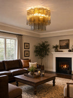 Art Glass Star Ceiling Light in Champagne Gold | Murano-Style Flush Mount