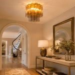 Art Glass Star Ceiling Light in Champagne Gold | Murano-Style Flush Mount