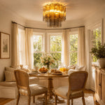 Art Glass Star Ceiling Light in Champagne Gold | Murano-Style Flush Mount