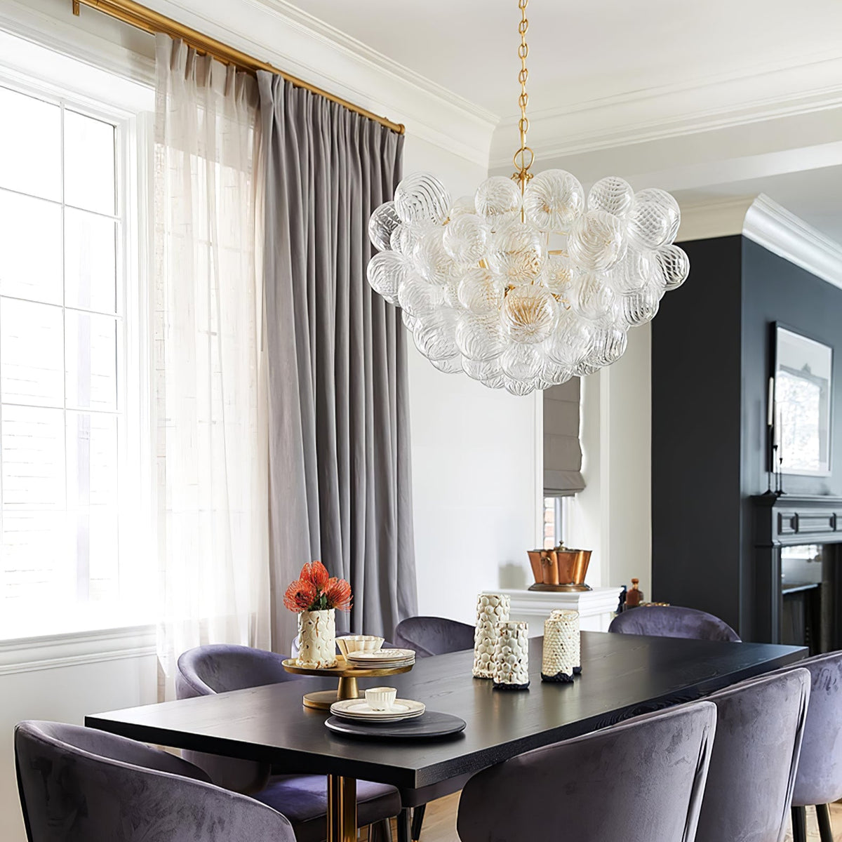 Lumière Cascade Glass Ball Chandelier – Modern Sculptural Pendant Light